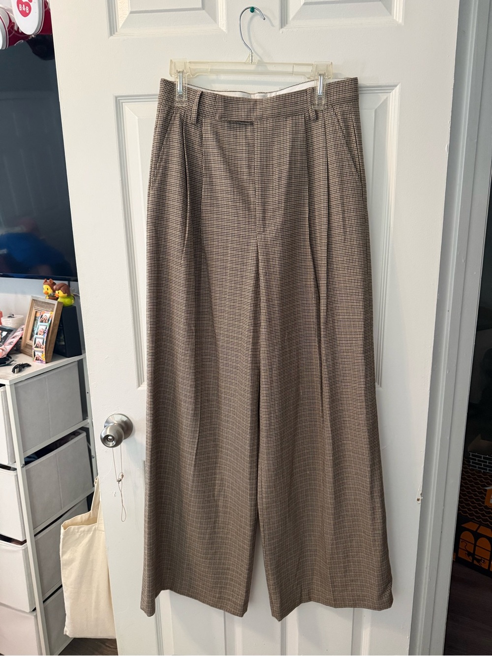 Astr Brown Plaid Wide-Leg Trousers